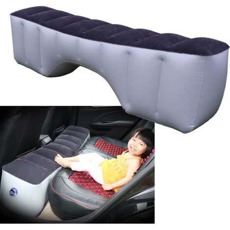 VIPITH Matelas pneumatique voiture - Coussin siège arrière universel en PVC, bleu/noir, charge 300 kg (1/4)