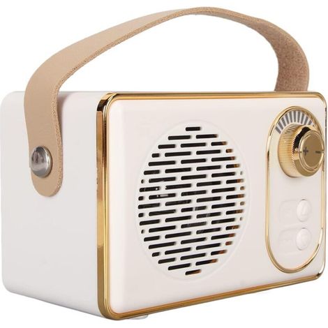 Enceinte Bluetooth rétro, design mignon et vintage, Bluetooth 5.0, carte mémoire, entrée AUX, compatible avec les pilotes USB, idéale pour la maison, l'extérieur, les voyages, les fêtes et les cadeaux (1/4)