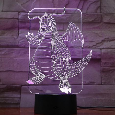 Lampe de chevet LED 3D Dragonite à changement de couleur (1/2)