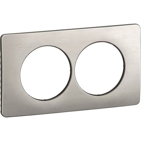 plaque de finition - 2 postes - entraxe 57 mm - aluminium satiné - legrand céliane cp1706