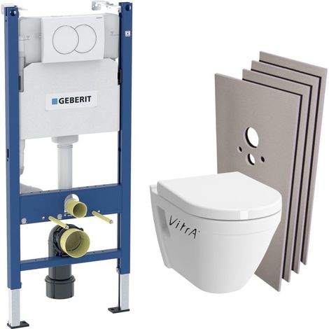 WC-Pack Vorwandelement + Vitra S50 Wand-WC + Sitz mit Fallbremse + Betätigungsplatte + Verkleidungsset (1/5)