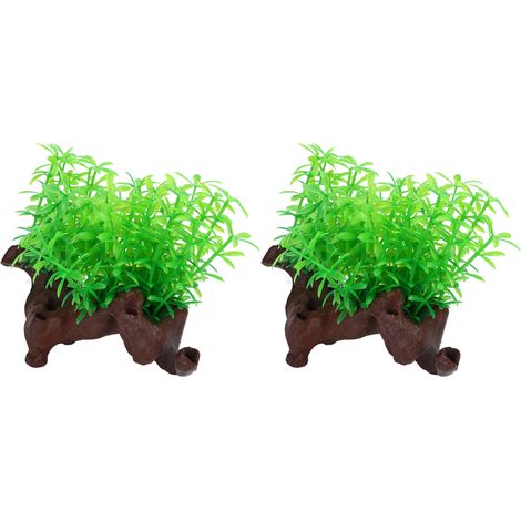 Lot de 2 plantes décoratives pour aquarium, feuilles artificielles très réalistes pour aquarium, décorations paysagères (1/5)