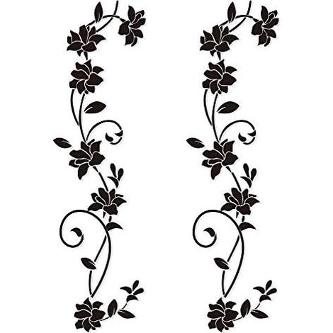 CSPARKV 105 x 30 cm, 2 Sets, schwarze Weinreben-Blumen-Wandaufkleber, PVC-Design-Wandaufkleber für Kinder, Schlafzimmer, Wohnzimmer, Büro, Restaurant, Geschäft, Dekoration