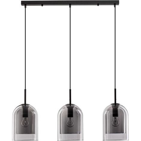 [NEUWERTIG] B-Ware Nova Luce Pendelleuchte Hängeleuchte VELOR E27 LED 3-fach Schwarz Rauchgrau dimm (1/2)