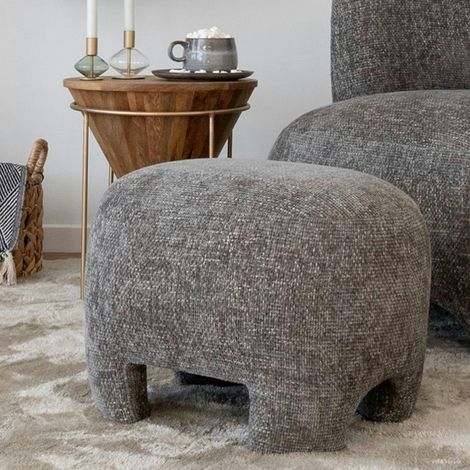 Pouf repose-pieds gris sur 4 pieds BERLIN (1/4)