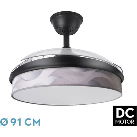 Ventilador Dc Moda 72w Negro/ola Gris 91d 3aspas 7200lm 3000-4000-6000k Remoto+ Memoria+ Temporizador (1/3)