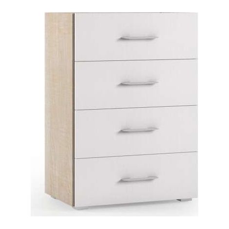 Terraneo Cassettiera 4 Cassetti Rovere e Piano Vassoio Contenitore - Elegante e Funzionale - 60x41x87 cm (1/2)
