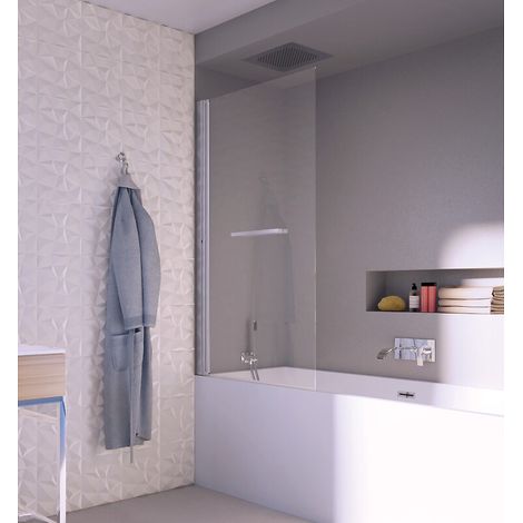 Pare-baignoire 1 volet pivotant 180° Paama 150x80 cm verre clair 5 mm argent brillant satiné - ATELIER DU BAIN INDUSTRIES