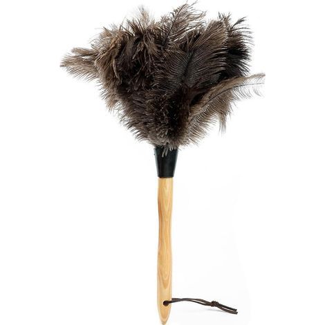 Anti-static, washable and recyclable duster made of ostrich hair, wooden handle, 38 cm (1/5)