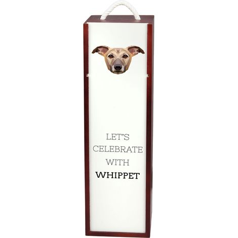 Whippet, galgo inglés: caja de vino geométrica con foto e inscripción de Art-Dog (1/5)