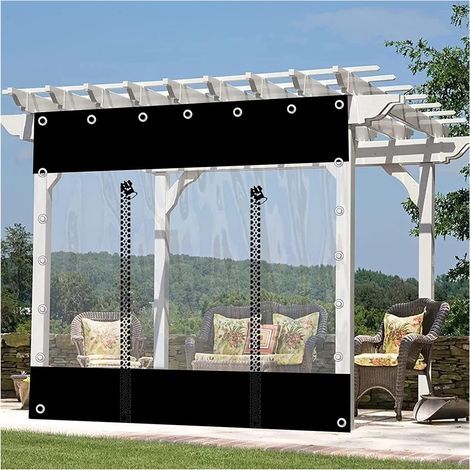 Rideaux de Bâche Transparents Extérieurs, Bâche Imperméable en PVC de 0,5mm avec Œillets, Pergola Porche Panneaux Latéraux de Bâche Étanche Claire, avec Fermeture Éclair (1/5)