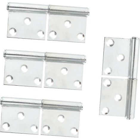 Gatuida Lot de 4 charnières galvanisées de type drapeau, tampon hydraulique plat en fer (1/4)