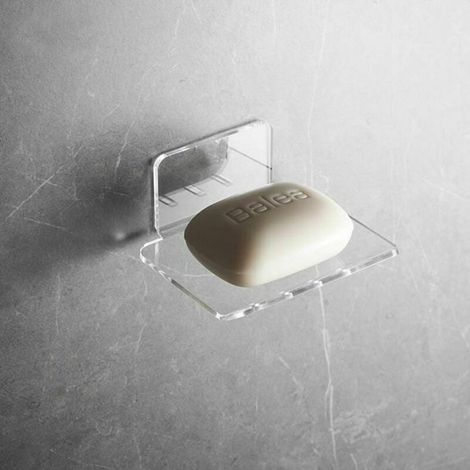 Portasapone con vassoio di raccolta - autoadesivo - trasparente - adatto per doccia e vasca da bagno - adatto anche per la cucina - asciugatura rapida (1/4)