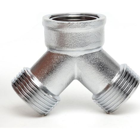 6-way T-fitting in 304 stainless steel, internal and external thread, for garden hose, 1 to 2-way water collector, rafter fitting. (1/5)