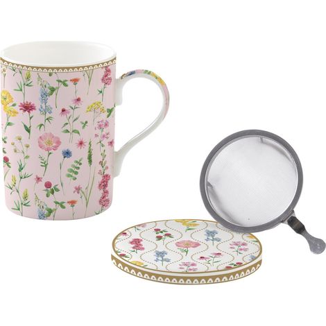 TAZA CON INFUSOR FLORES 350 ML MEADOW FLOWERS + CAJA REGALO