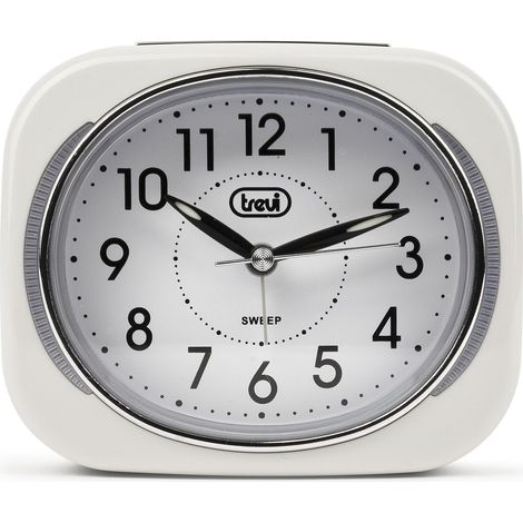 Réveil de Chevet/de Voyage Rétro avec rétro-éclairage LED et trotteuse silencieuse Plastique Blanc 10x3.6x8 cm (1/5)
