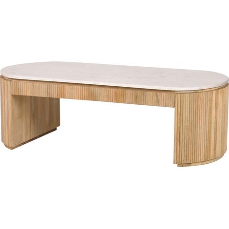 Table basse Tyla en bois de manguier et marbre 140 x 70 x 45 cm