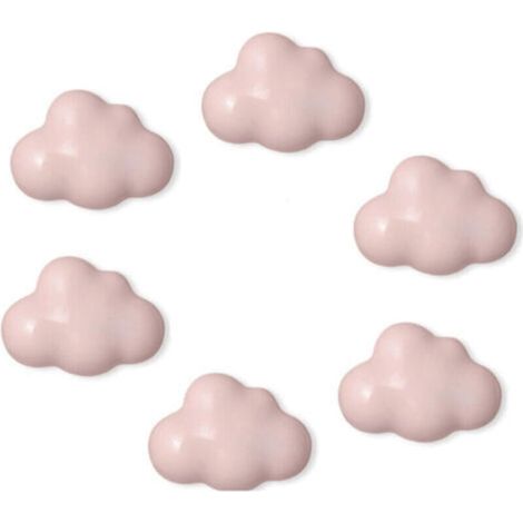 6 pièces poignée d'armoire en céramique poignée de tiroir en forme de nuage poignée de cuisine poignée de chambre d'enfants armoire placard jouet boîte de rangement bibliothèque (Rose) (1/4)
