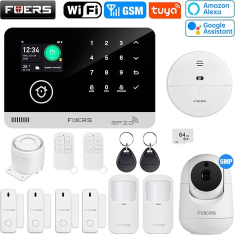 (Pack 4) Système d'alarme intelligent Wi-Fi GSM, système d'alarme de sécurité pour maison connectée, antivol (1/5)