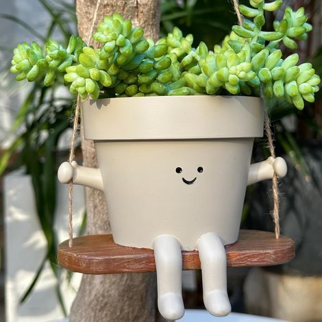 Pot de fleurs suspendu à tête oscillante - Jolis pots en résine avec trou de drainage, pour plantes d'intérieur et d'extérieur, idéal pour les succulentes (1/5)