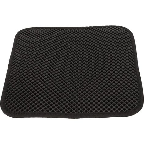 1 tapis litière chat, double couche nid d'abeille, antidérapant facile nettoyage, noir, pour bac à litière et zone repas (1/5)