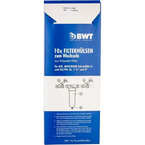 BWT Box di ricambio con tessuto filtrante di ricambio DN40 e 50, contenuto 10 tessuti, 10998E