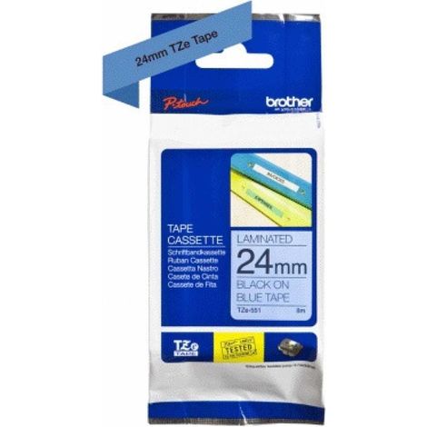 Schriftbandkassette P-touch TZe-551 24 mm x 8 m (B x L) blau schwarz (1/5)