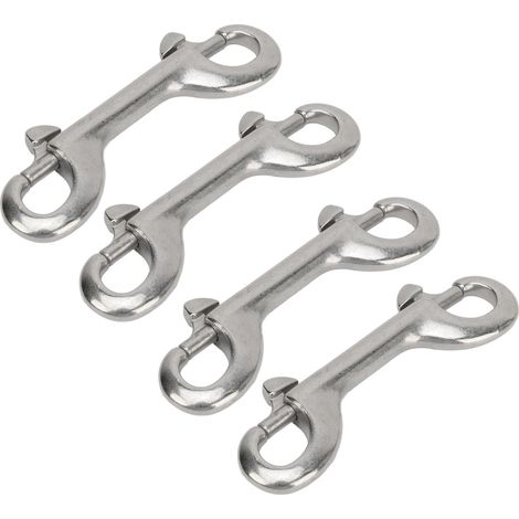 Lot de 4 mousquetons à double extrémité en acier inoxydable 316 de qualité marine, en forme de B, pour cordes, chaînes et sangles. Longueur : 100 mm / 3,93 po, charge admissible : 90 kg / 198,41 lb (1/5)