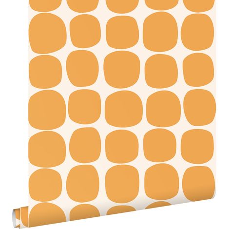 papier peint motif graphique orange et blanc  - ESTAhome (1/5)