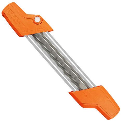 Sollbry Affûteuse de chaîne pour tronçonneuse Affûteur de chaîne 2en1 Outil de meulage de chaînes Aiguiseur de tronçonneuse manuel Affûtage rapide 4.8mm (1/4)