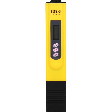 Neuer LCD-Wasserqualitätsprüfstift, Reinheitsfiltertester, TDS-Messgerät 0-9999 PPM, Temperaturanzeige, gelb.