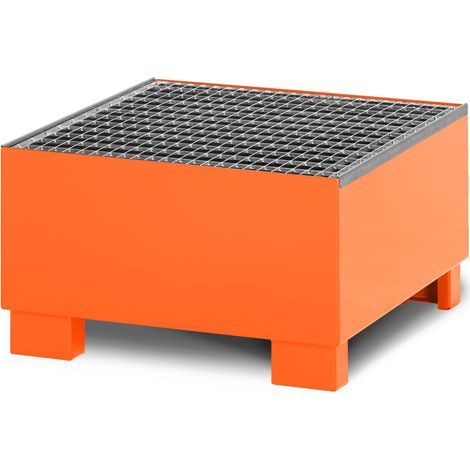 RR Industrietechnik Auffangwanne aus Stahl für 1x 200 Liter Fass mit Gitterrost RAL 2004 reinorange