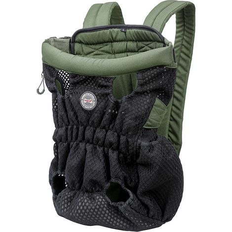 Rucksack für Hunde und Katzen – bequeme und atmungsaktive Fronttasche mit Sicherheitshaken, ideal für Reisen, Wandern und Camping (Olivgrün, L) (1/5)
