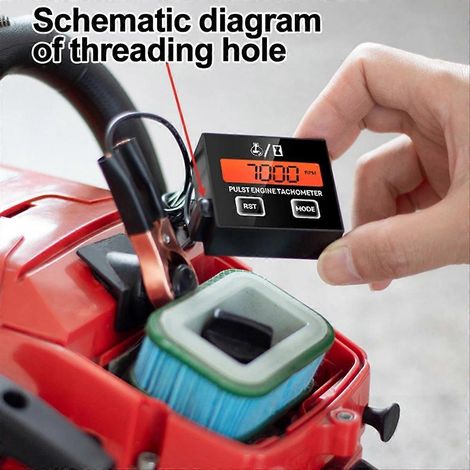 Compte-tours/compteur horaire pour moto avec écran LCD, convient aux quads, tondeuses à gazon, moteurs à essence, bougies d'allumage, étanche. (1/5)