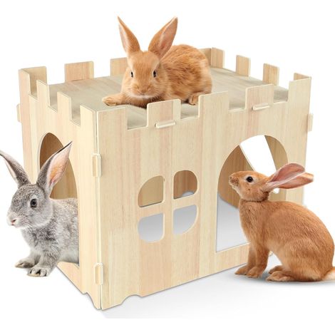 Wooden Rabbit House for Rabbits and Guinea Pig Castle (1/5)