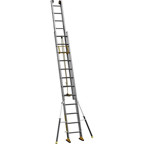 Centaure – Échelle de toit 2 plans 6.05m – Stabilisateurs repliables – 2x12 barreaux – Sécurité renforcée avec patins antidérapants