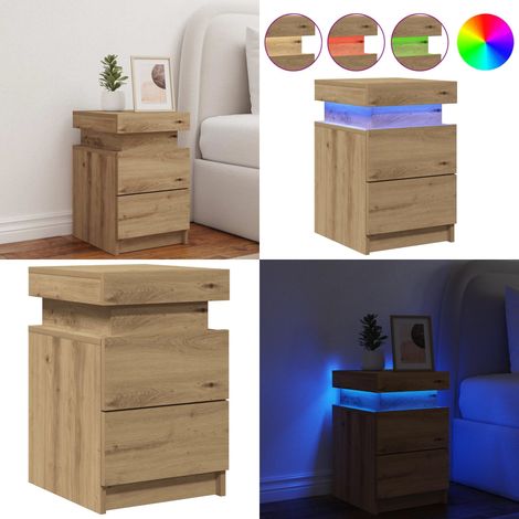 vidaXL LED-Nachttisch Artisan-Eiche 35x39x55 cm Holzwerkstoff (1/5)