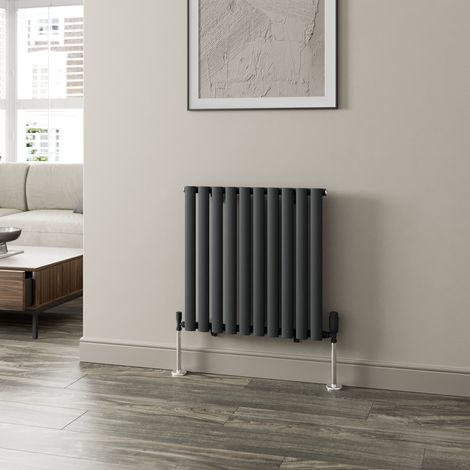 Anthracite Oval Column Designer Radiator Vertical Horizontal 600 x 600mm Single Panel