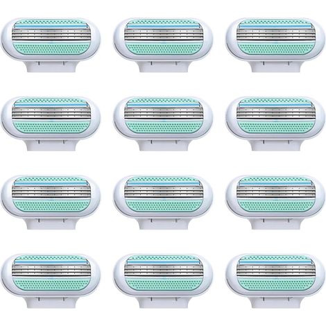 Pack de 12 Recharges De Lames Pour Femme Compatible avec Venus, 3 Lames rasoir en Acier Inoxydable avec Bande Lubrifiante, Remplacement pour Rasoirs Venus, Rasage Précis et Doux (1/5)