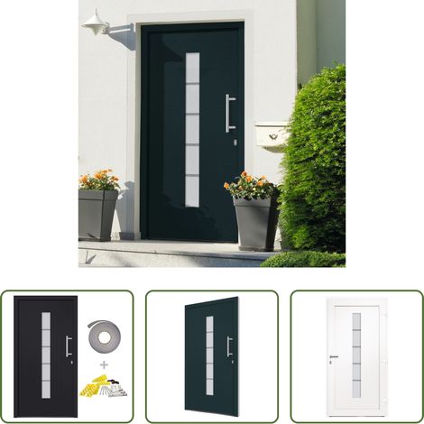 Eingangstür Anthrazit -  Haustür Aluminium und PVC Anthrazit 100x210 cm