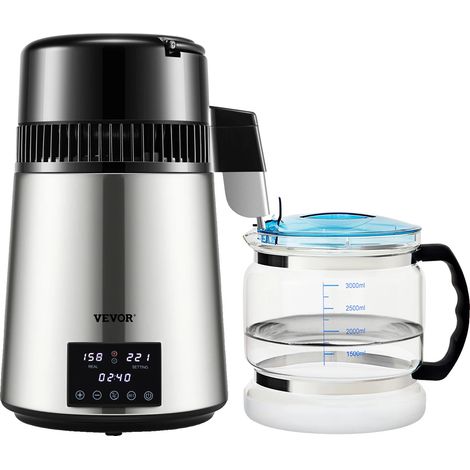Distillateur d'eau, vitesse de distillation de 1,5 L/H, capacité de 4 L, acier inoxydable 304 (1/5)