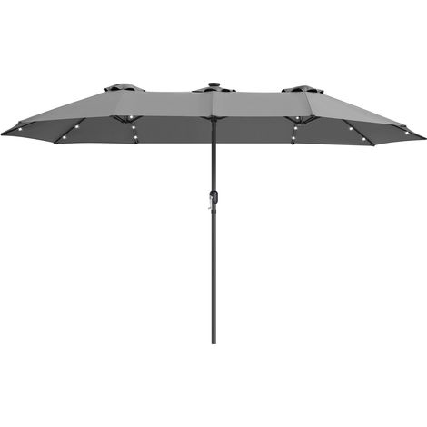 Wolketon XXL Sonnenschirm Grau mit LED-Licht – 3-Schirm-Design, besonders breite Spannweite, ideal für große Terrassenflächen