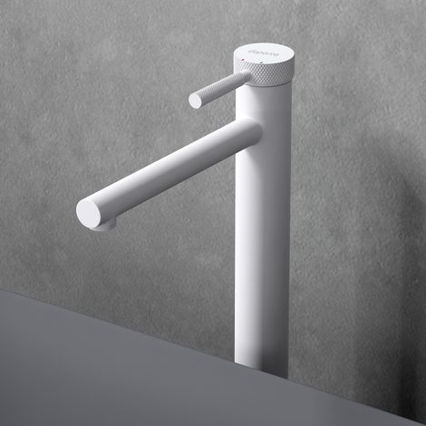 Sogood Robinet mitigeur blanc mat pour vasque à poser design 30,5cm (1/5)