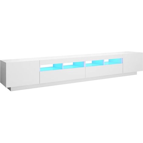 Mueble TV multimedia estantería para televisión buffet para televisión comedor salón dormitorio con luces LED 260 x 35 x 40 cm blanco 020026569