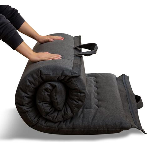 Matelas Futon Pliable Portable, Tissu hypoallergénique et Coussin de Matelas en Mousse avec poignée et Fermeture à glissière pour d'invité en intérieur Camping extérieur (1/5)