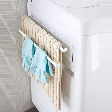 Porte-serviettes magnétique double pour salle de bain et cuisine. Porte-serviettes magnétique double sans perçage (blanc). (1/5)
