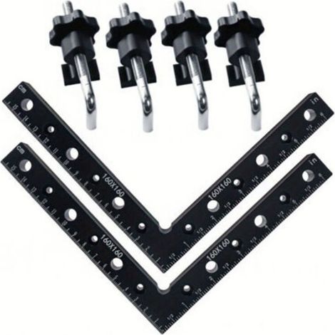 Escuadras de sujeción en ángulo recto para carpintería, reglas de ángulo de aleación de aluminio, escuadras de fijación de 90 grados, juego de 6 piezas de 160 mm (1/4)