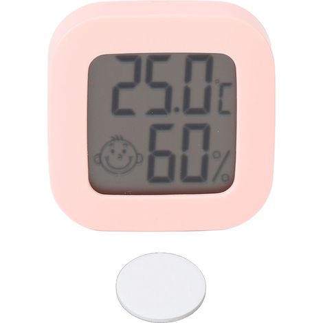 Thermomètre-hygromètre numérique rose avec ruban adhésif double face, petit indicateur de température et d'humidité pour intérieur (1/5)