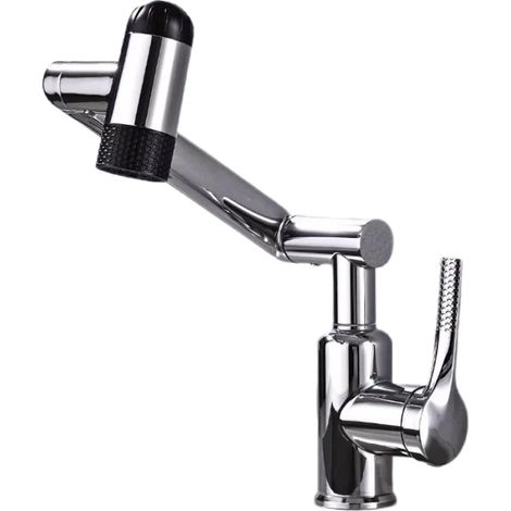 Robinet de lavabo multifonctionnel à quatre modes (alliage de chrome) avec mélangeur rotatif d'eau chaude et froide (1/4)