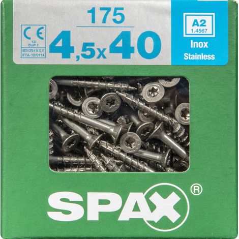 Spax Universalschrauben 4.5 x 40 mm TX 20 - 175 Stück Edelstahl Holzschrauben